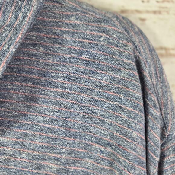 Faherty Payson LS Polo Shirt Men 2XL Heathered Navy Rust Stripe Multi - Picture 5 of 7